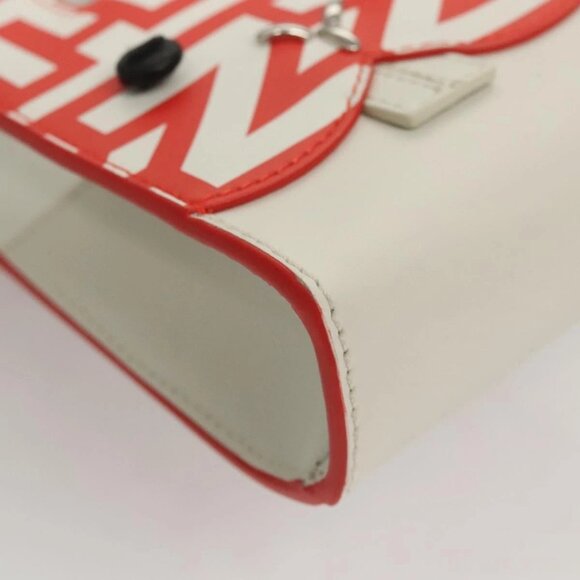 FENDI Bunny Mark Jacobs Collaboration Bag Leather White Red Silver Auth BD1711AM - Picture 5 of 16